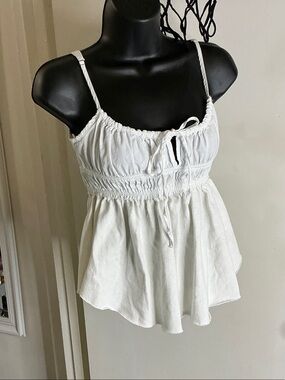 Free People White Scarlett Babydoll Cami Top Size XS